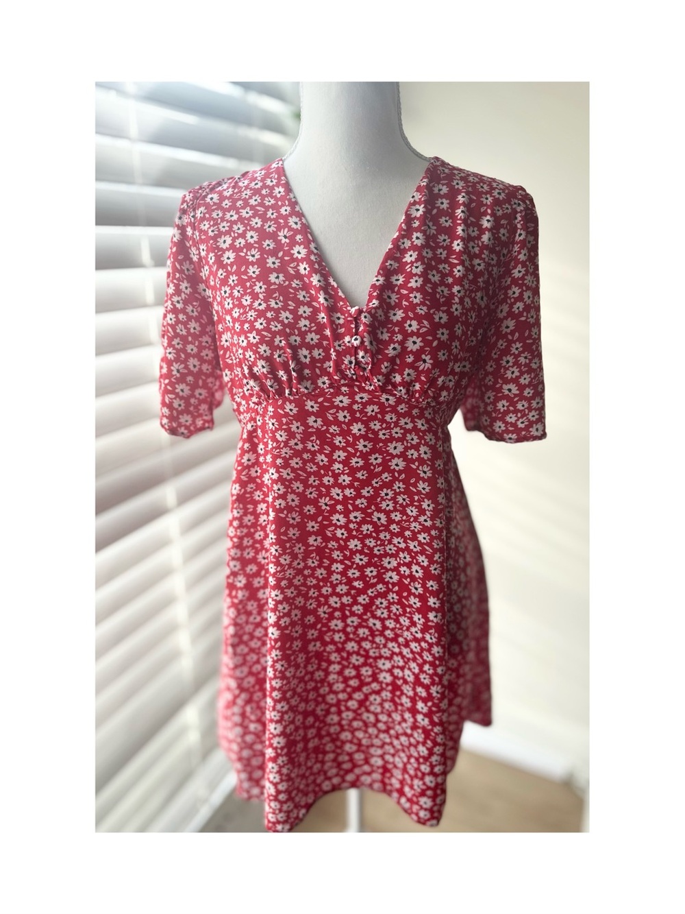 Pink Martini Red Ditsy Floral V-Neck Dress
